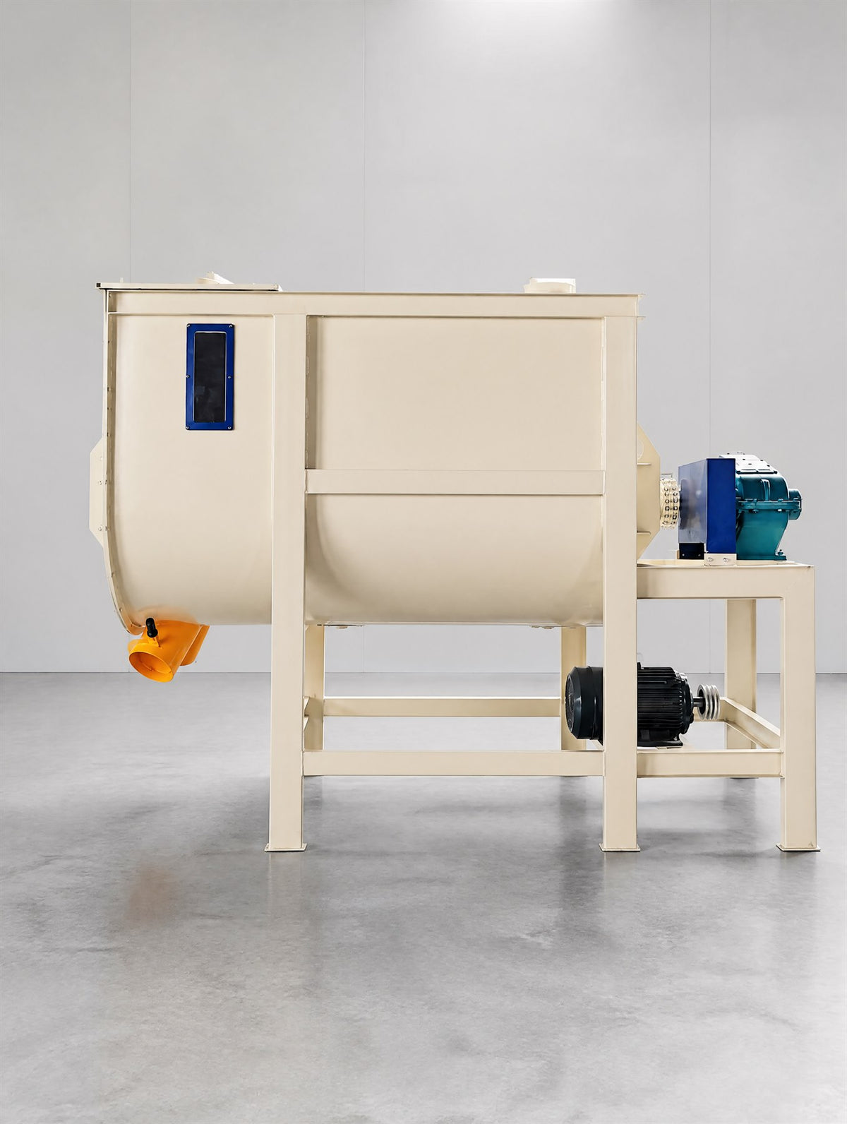 Horizontal ribbon feed mixer, full view